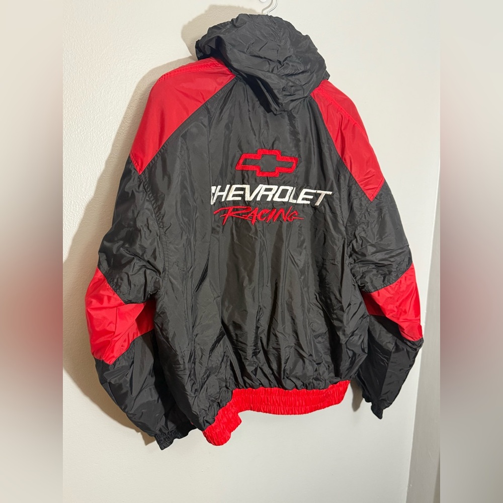 NASCAR Chevrolet Racing Hooded Jacket Nylon Rain Coat | XL